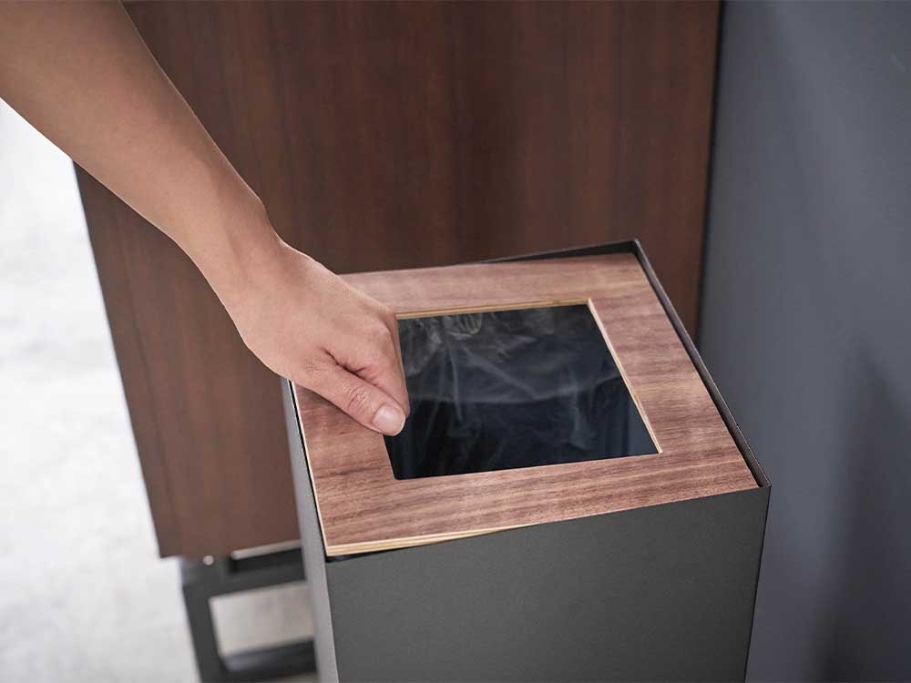 【RIN/リン】トラッシュカン、木製蓋とスチール本体