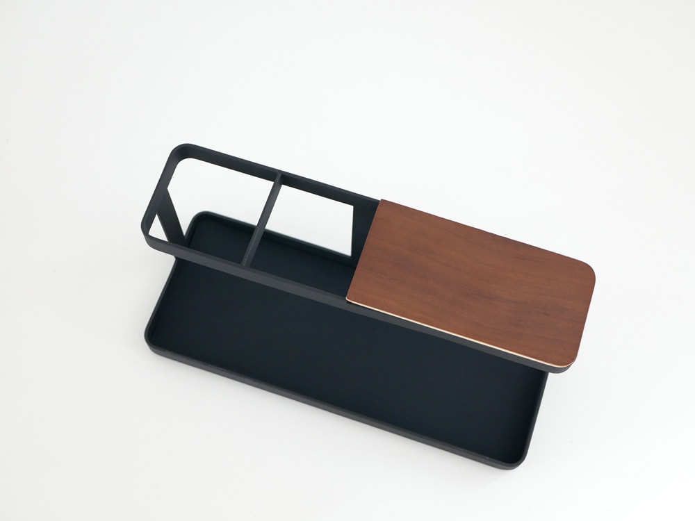 YAMAZAKIタワー製デスクバー、スチールと天然木積層合板を使用したオフィス用バー、サイズ約24.5×9.7×11.3cm