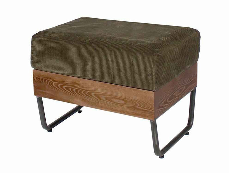 ブラウンの無垢材を使用したデザインオットマン