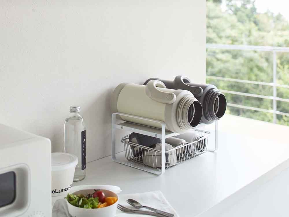 YAMAZAKIタワーの伸縮可能な2段キッチン収納ラック