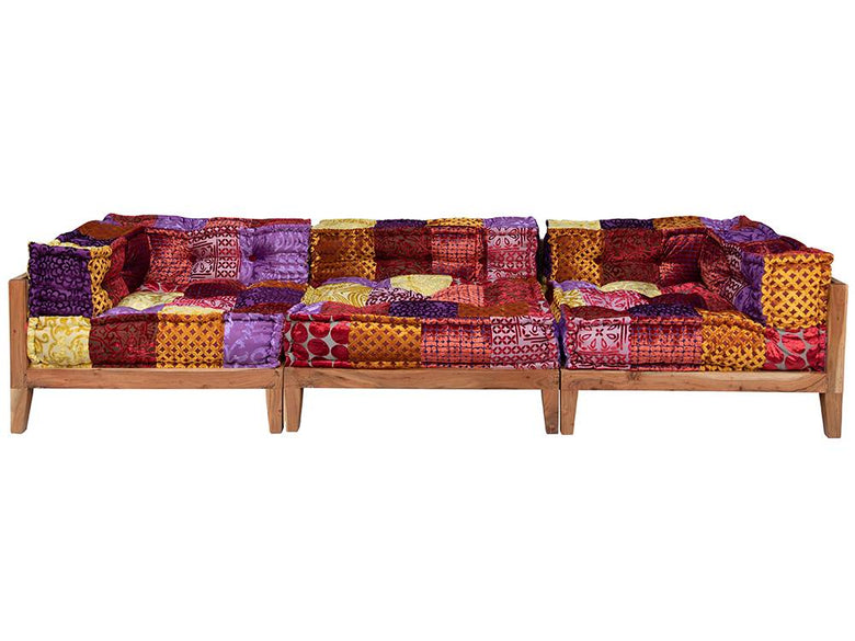アデペシュブロックマルチソファ、パッチワーククッション付き