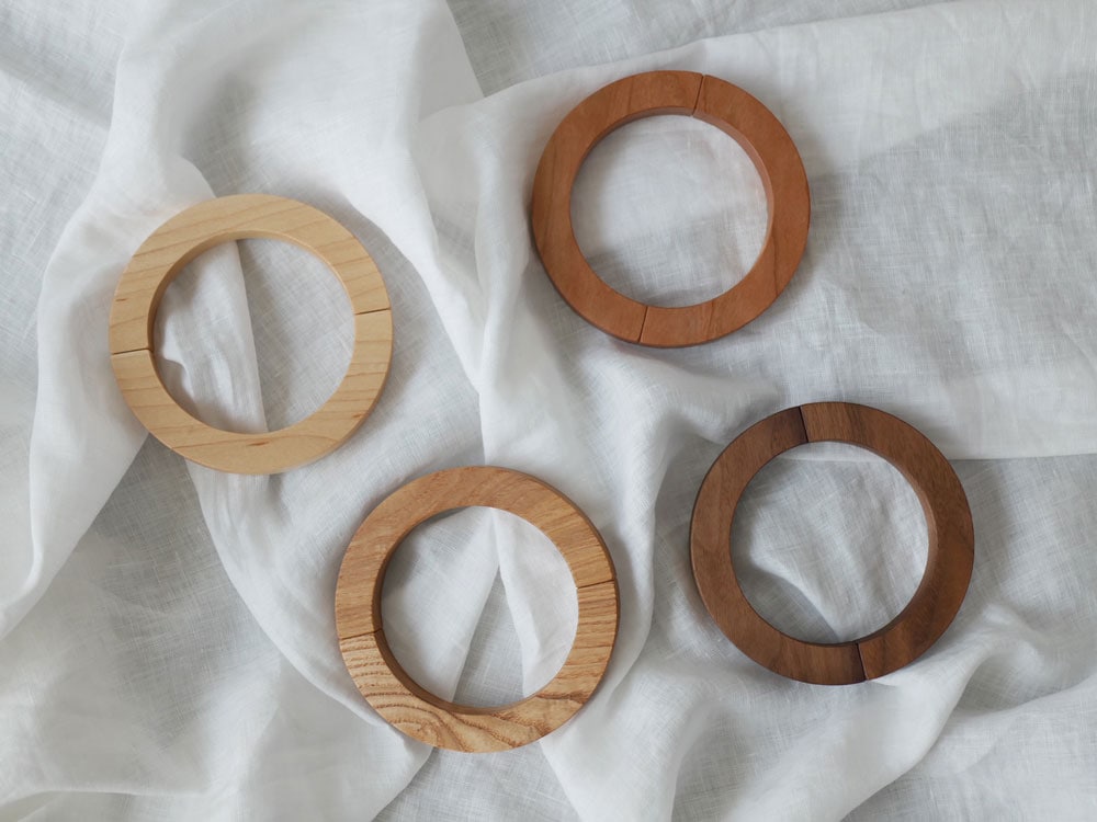 ウォールナット製カーテン用ウッドリングタッセル