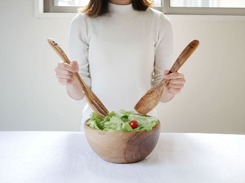 Arte Legnoオリーブウッド製サラダサーバーとスパチュラ