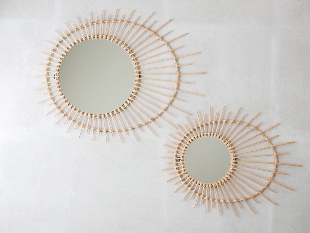 早いもの勝ち！アデペシュ　rotta rattan mirror 3個セット adepeche/アデペシュ】rotta ラタンミラー｜【公式】ひなたライフ