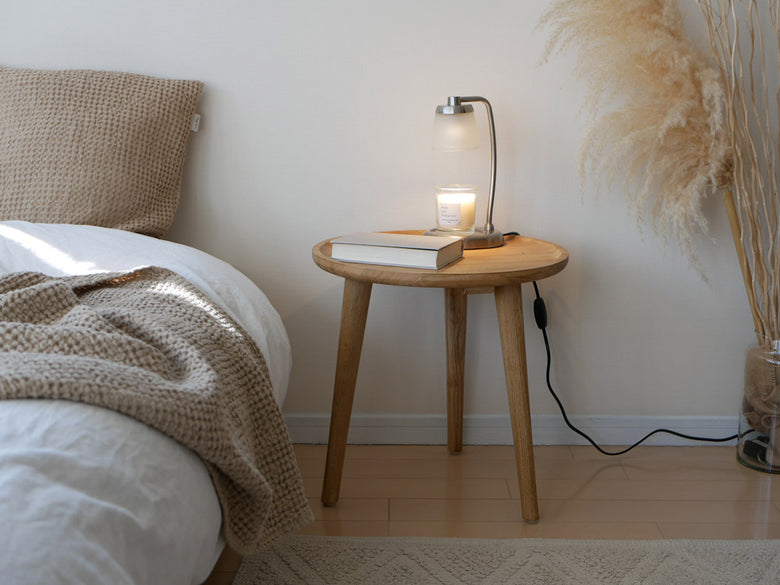 サンフラワーラタンのチーク無垢材サイドテーブル「BREEZE」