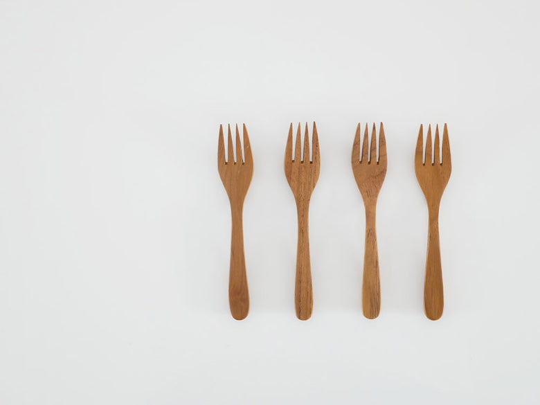 ティークウッド製のフォークとスプーンセット