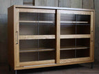 オーク無垢材スライドガラスキャビネット
