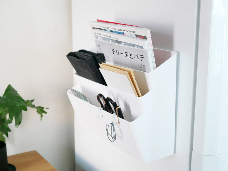 冷蔵庫横取り付け用マグネット3段収納ポケット