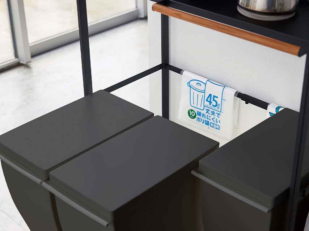 YAMAZAKIタワーの伸縮式金属ゴミ箱ラック