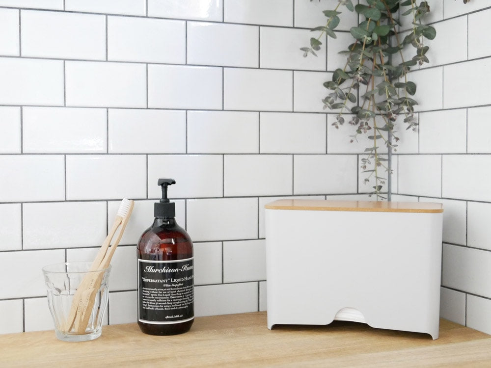 ideacoマスクディスペンサー60、木調蓋付きで約60枚収納可能