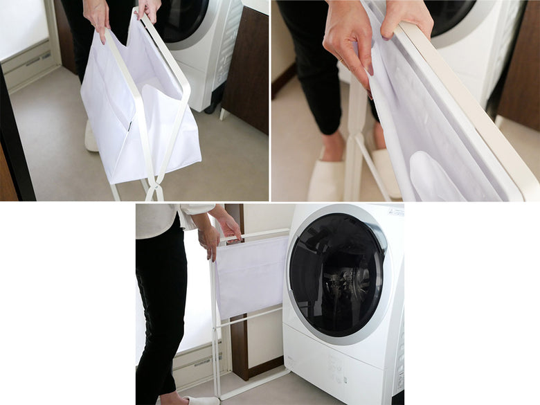 タワー製折り畳み高床式ランドリーバスケット