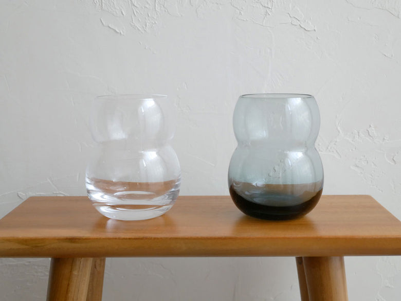 Sghrスガハラの双円ビアカップ。400ml容量のソーダガラス製で、手作りならではの独特なデザインが特徴的なグラス