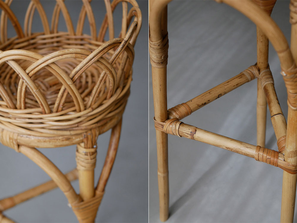 クレエのユグラスラタン製フラワー＆プランタースタンド