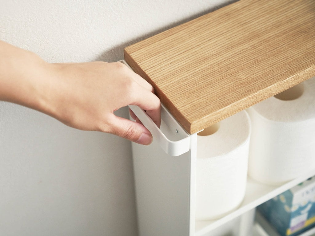 山崎製 ハンドルと棚付きスリムトイレラック
