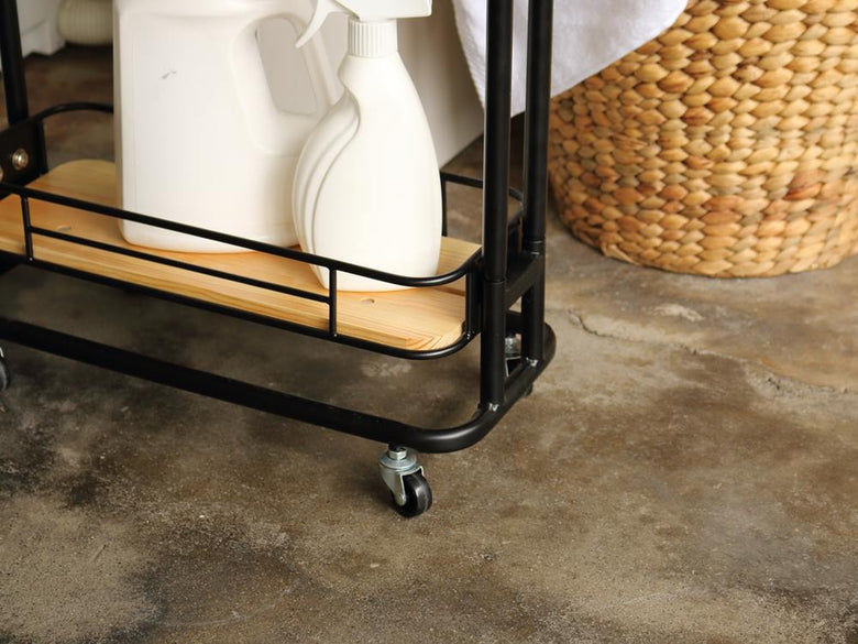 ビーワイケージのキッチン用スリムワゴンスチール製シェルフ