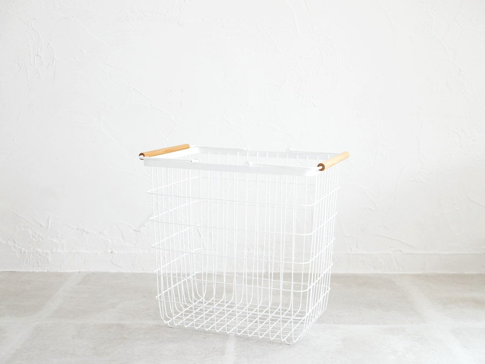 Yamazaki/tower製メッシュとスチール素材のナチュラルデザインランドリーワイヤーバスケット