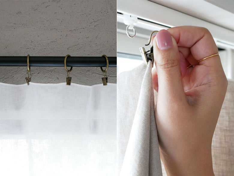 ニッケル調アイアンカーテンクリップ6個セット