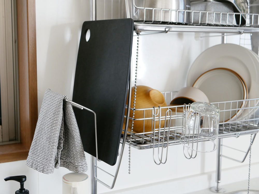 bws SELECTION流れるつっぱり水切りラック、ステンレス製のキッチン用ディッシュラック