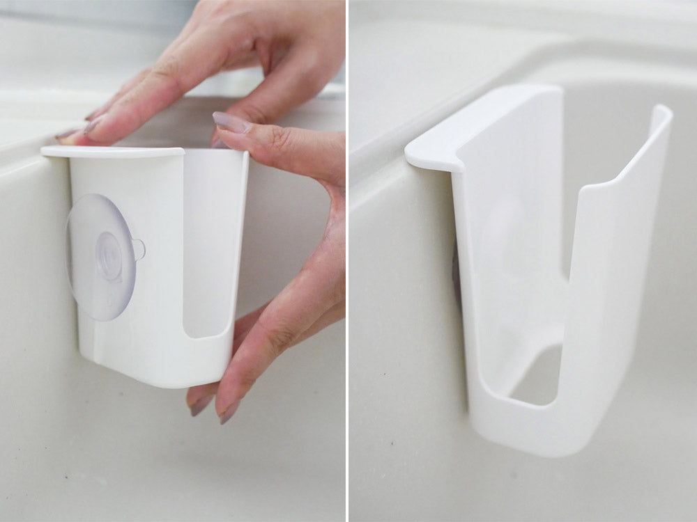 キチトーSEMPRE製シンク用スポンジポケット。ポリプロピレンとPVC素材、サイズ約幅8.5×奥行き6.5×高さ10.5cm、日本製。