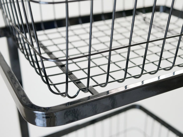 YAMAZAKI「tower tosca」ランドリーワゴンと2つのスチールバスケットがセットになった収納カート