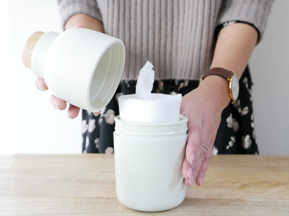 天然木蓋付きideacoのロールウェットティッシュケース