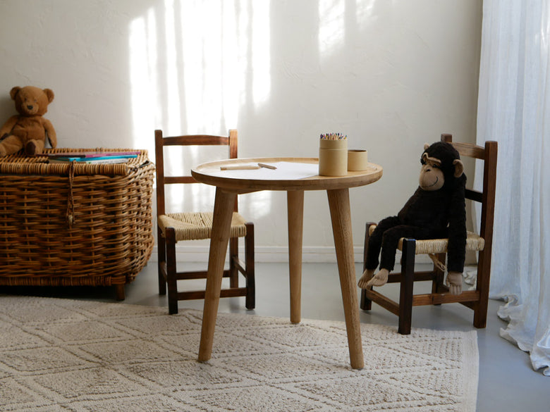 サンフラワーラタンのチーク無垢材サイドテーブルBREEZE