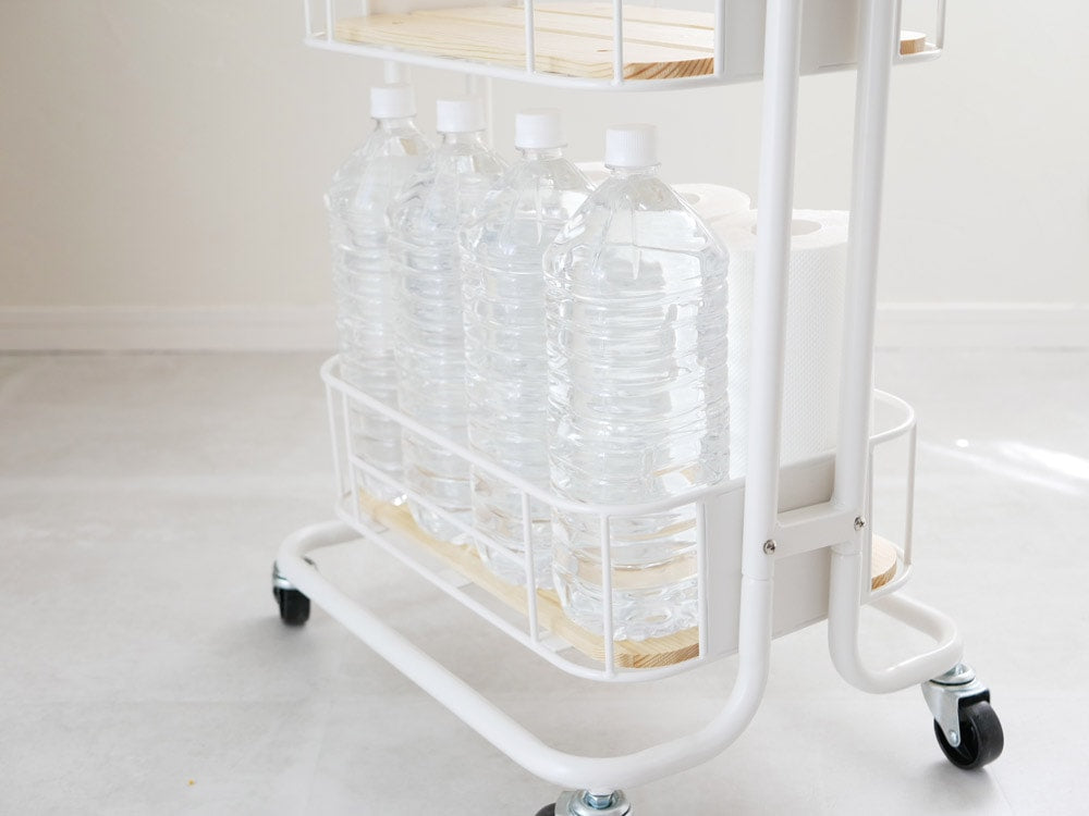 スチール製の3段キッチンワゴン