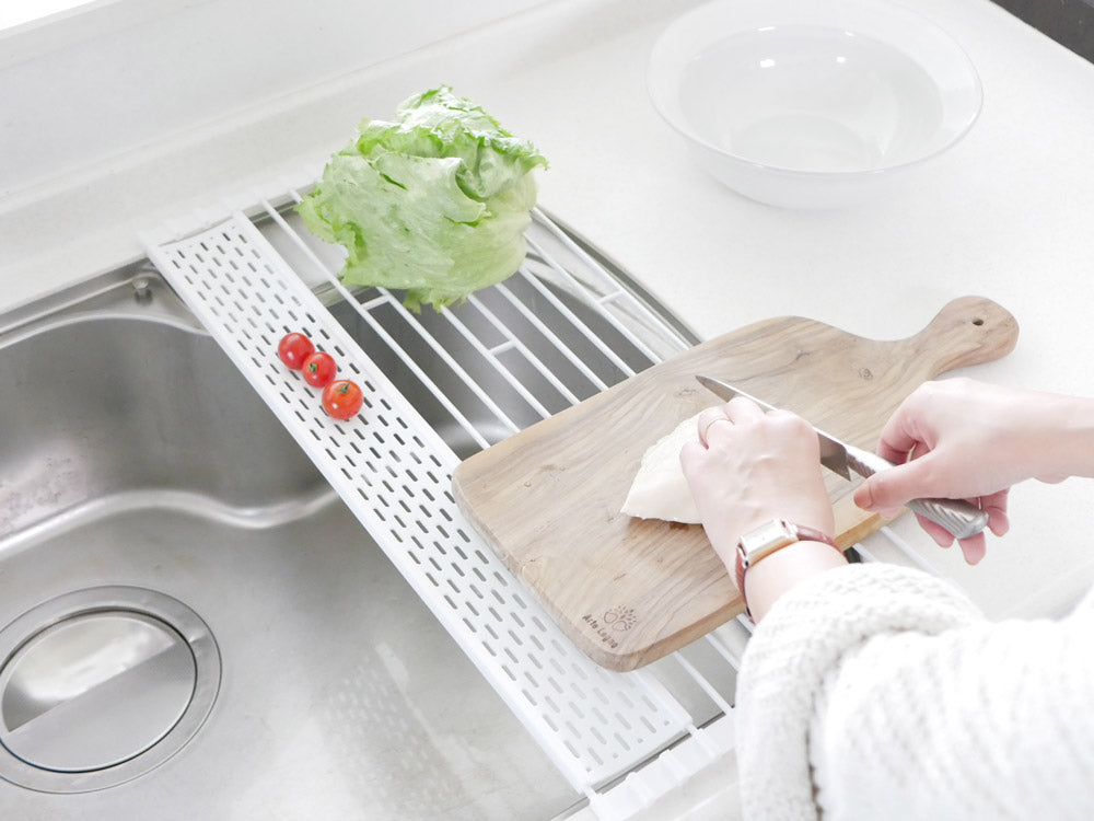 Yamazakiタワー折りたたみ式シリコーントレー付き水切りラック