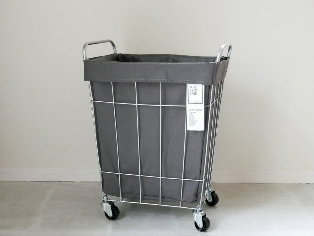 BRIDランドリーストレージスクエア45Lグレーのキャスター付き収納バスケット
