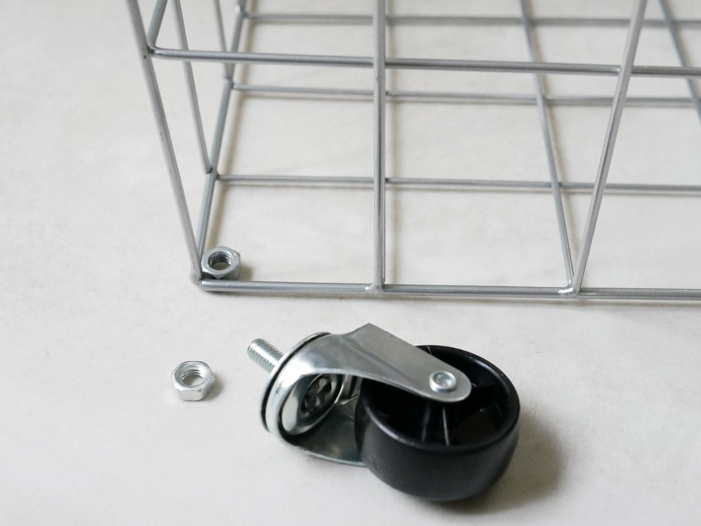 BRIDスクエア45Lランドリーストレージ、シルバーのスチール製キャスター付きローリングカート