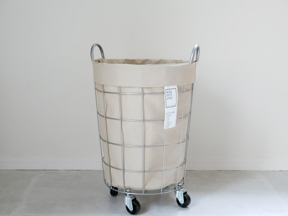 BRID（ブリッド）のランドリーストレージ ラウンド 33L、取っ手付きスチール製丸型洗濯バスケット