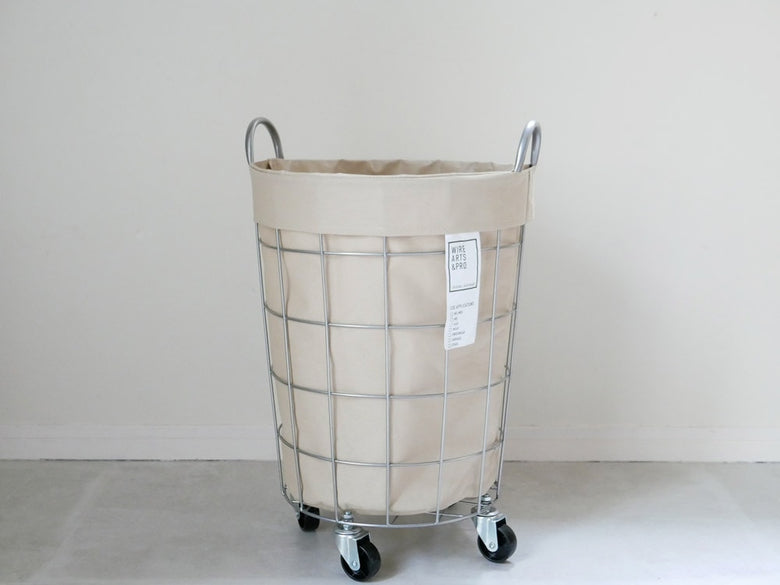 BRID（ブリッド）のランドリーストレージ ラウンド 33L、取っ手付きスチール製丸型洗濯バスケット