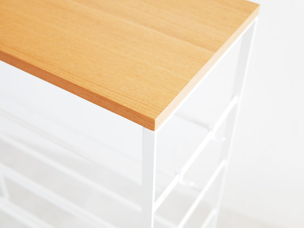 YAMAZAKI/towerの天然木天板付きスチールフレームシューズラック