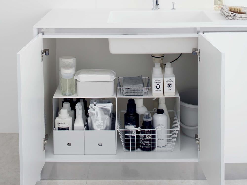 YAMAZAKIタワーのスチール製収納ボックス上ラック2個セット