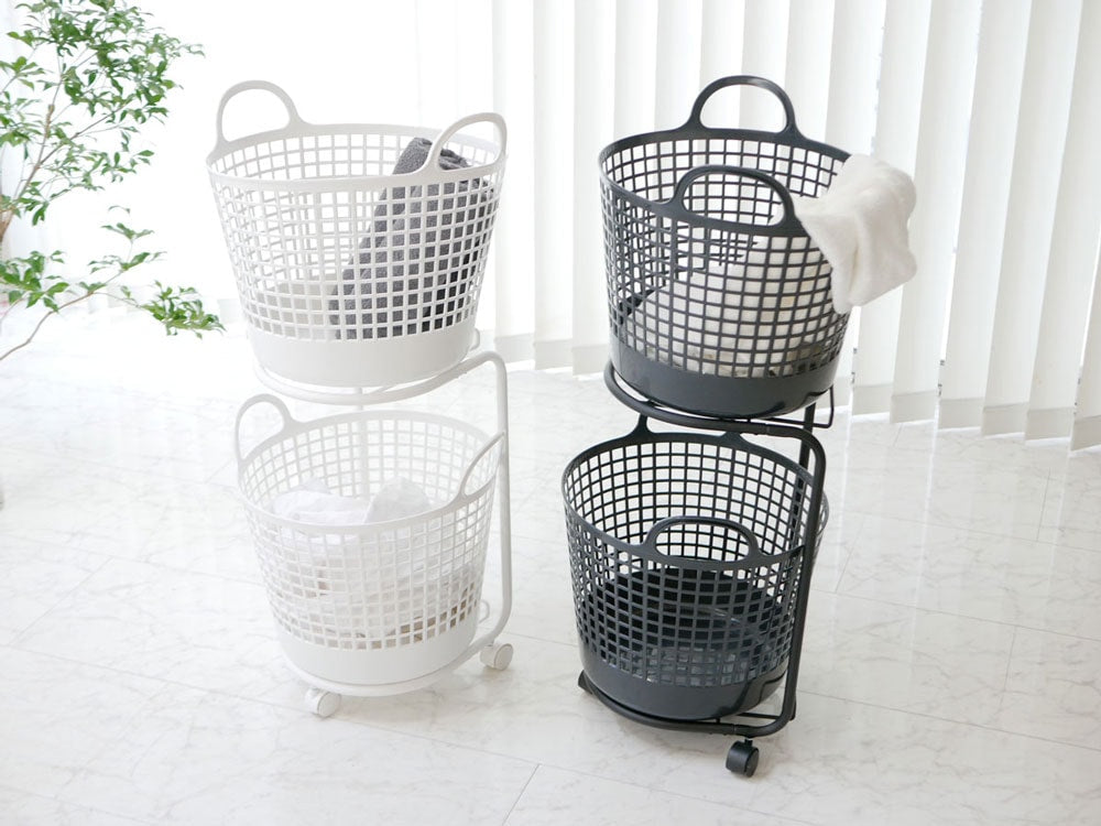 ライクイットの2段プラスチックランドリーバスケット