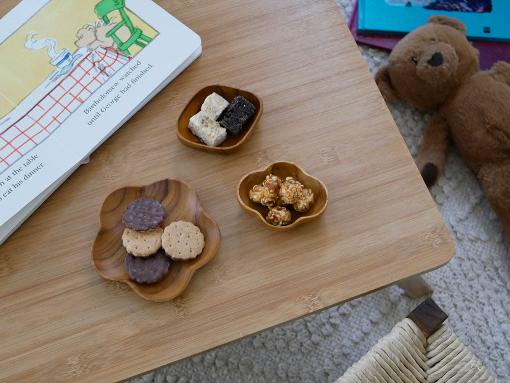 ホーンプリーズ製チークウッドのプレートとミニボウル