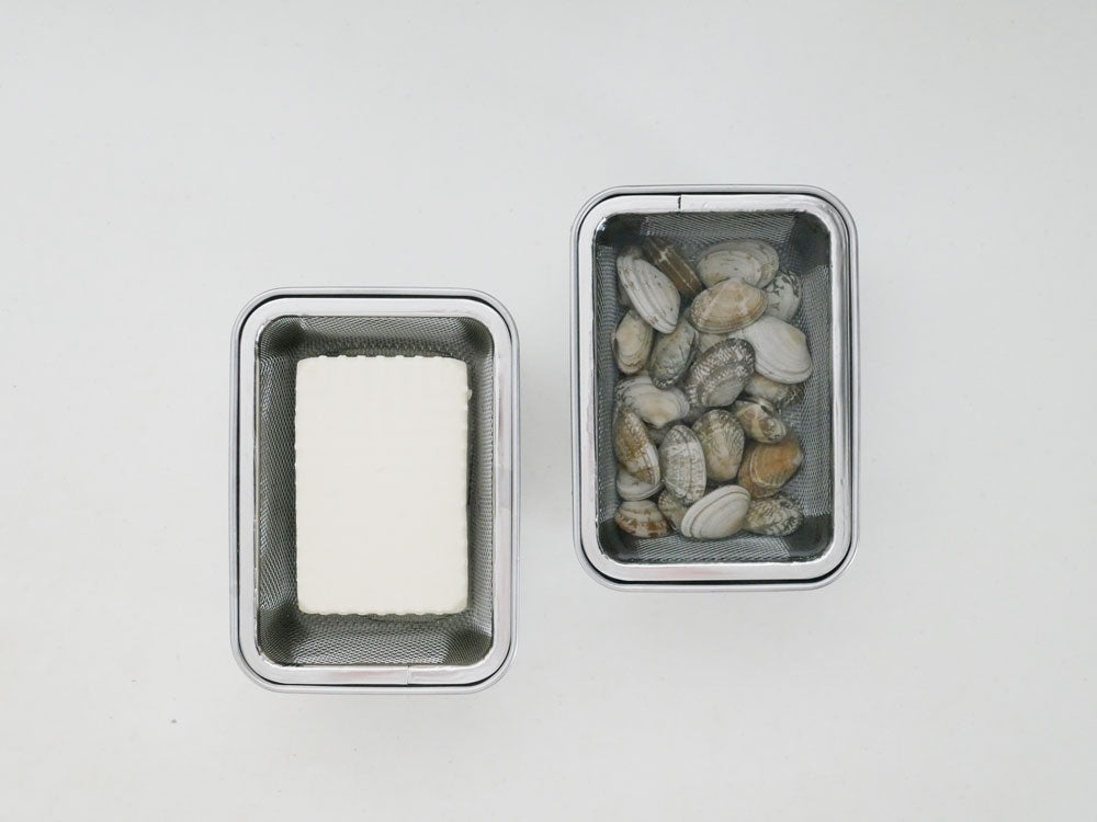 シリコンフタ付き角バットとザルセット