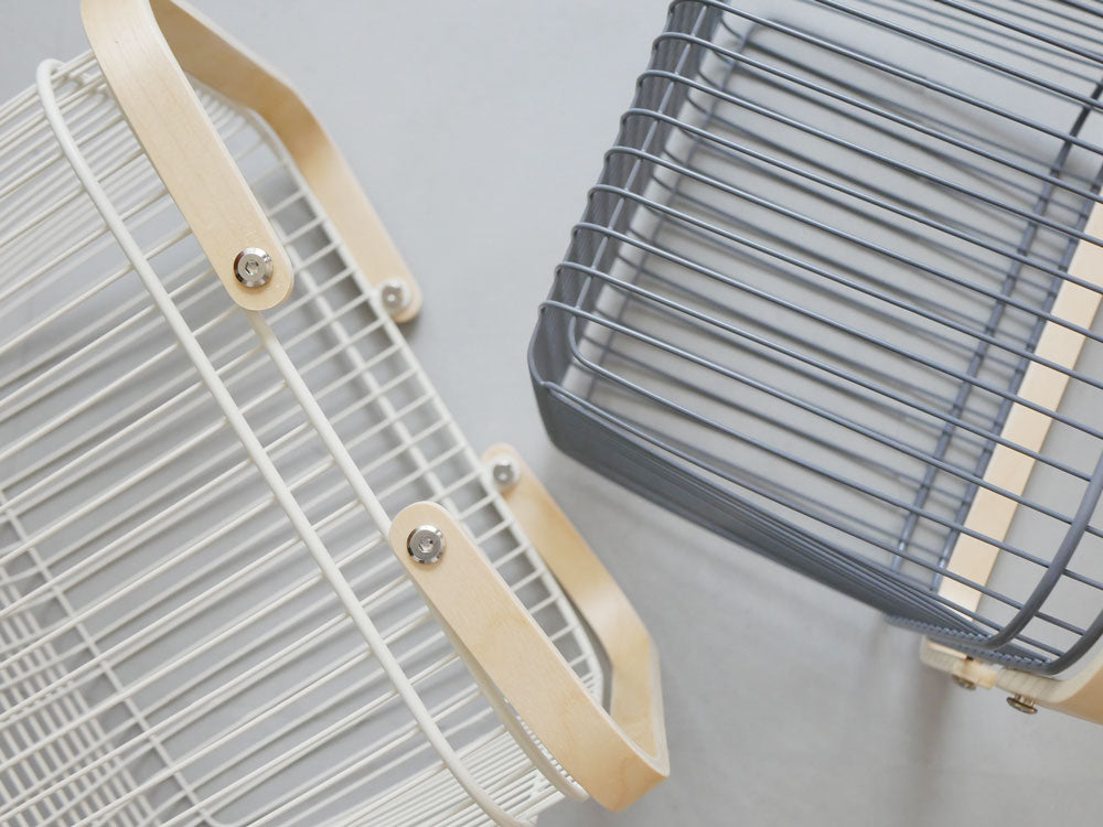 マッシュリヴキャリーバスケットワゴンL、天然木フレームとスチールカゴ