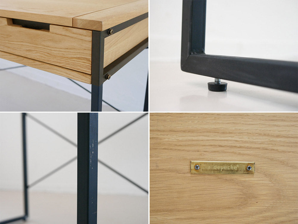 オーク無垢材と黒スチール製の引き出し付きsplemデスク