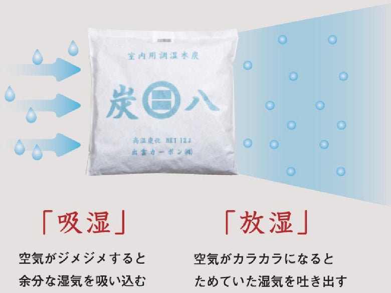 【出雲屋炭八】ずっと使える湿気取り 調湿木炭 炭八（ミニ・押入れ用・タンス用）