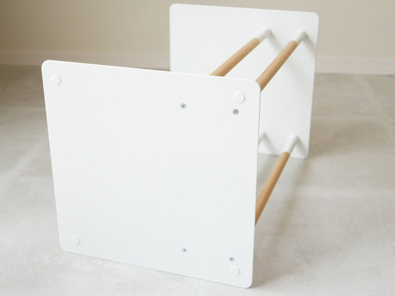 山崎のスチールと天然木製差し込みサイドテーブル