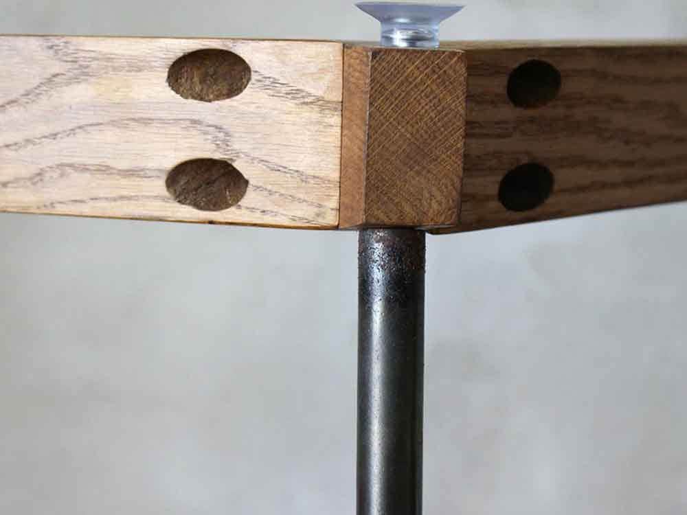 オーク無垢材とガラスのガラステーブル