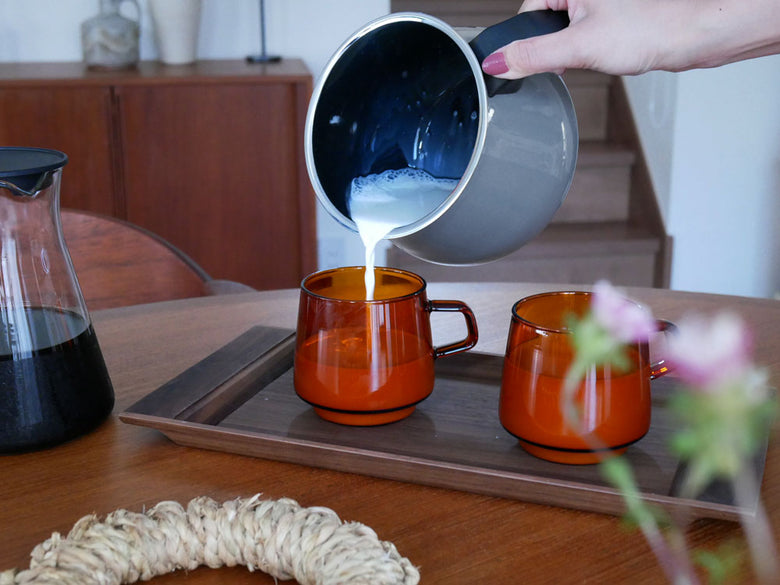 WMFフュージョンテック ミネラル マルチポット14cm、ガラス蓋付きのホーロー鋼製鍋