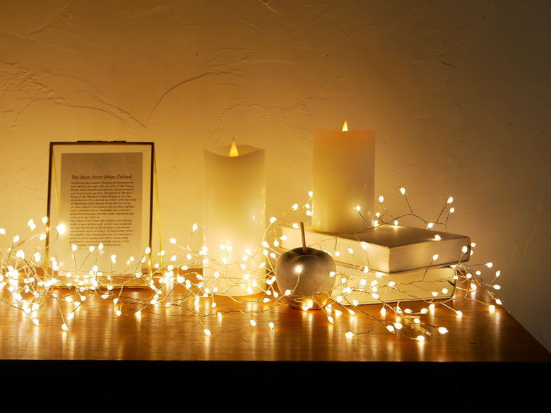 Horn Please MADEのLEDライトワイヤーを使用したデコレーションラインアップ。複数のLEDが光り輝く装飾用セット