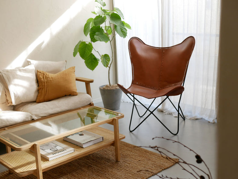 WRAPSの牛革とアイアン製バタフライチェア