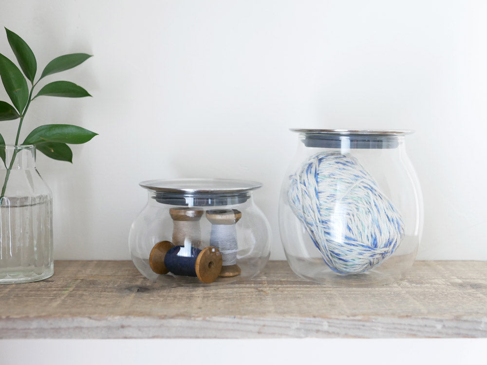 透明ガラスとステンレスのキントーキャニスター