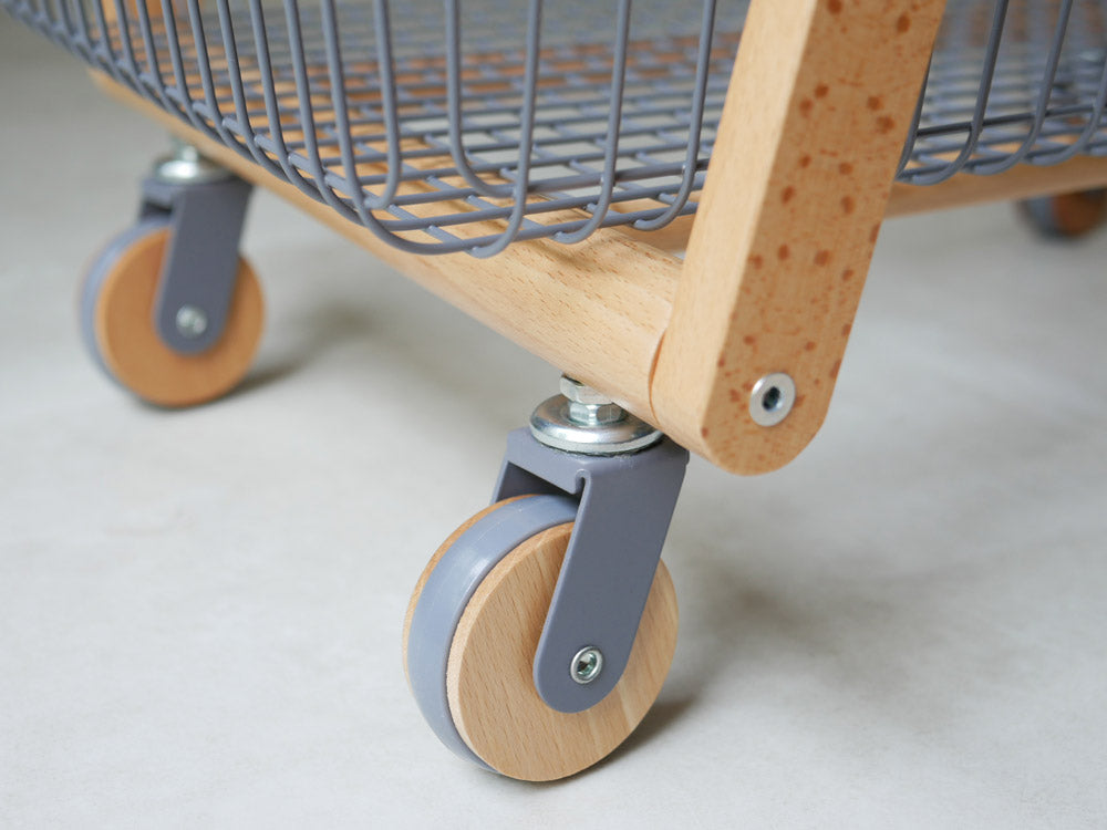 マッシュ製リヴ キャリーワゴンM、天然木とスチールのバスケット