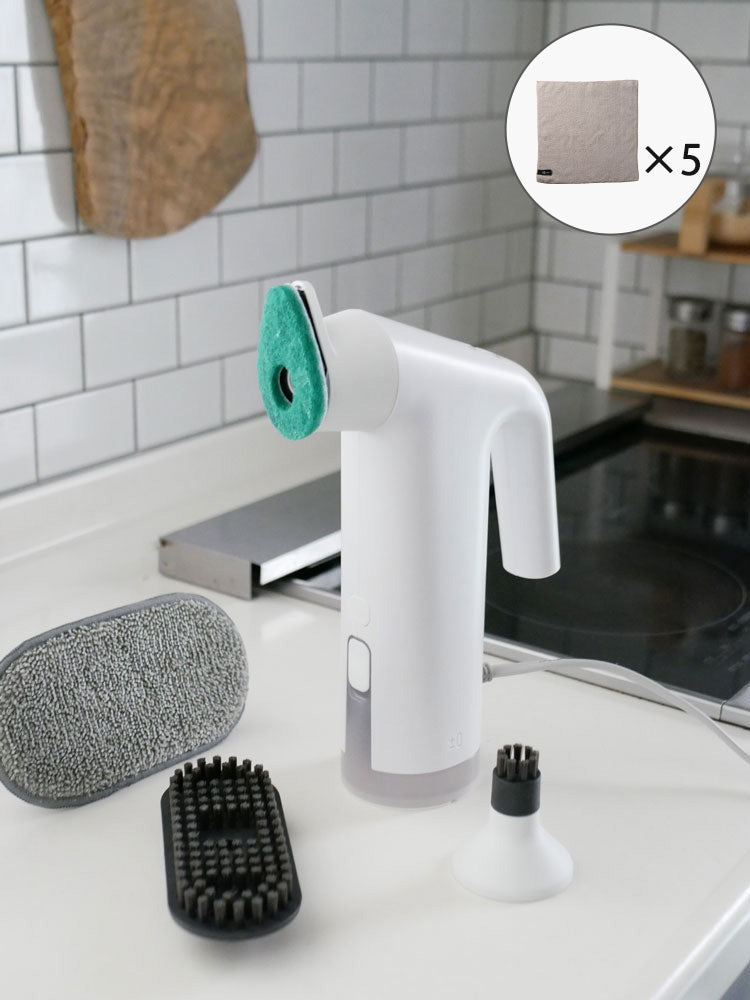 《ノベルティ付》【±０/プラスマイナスゼロ】スチームクリーナー（食器・テーブル・シンク周り用のふきん5枚入）