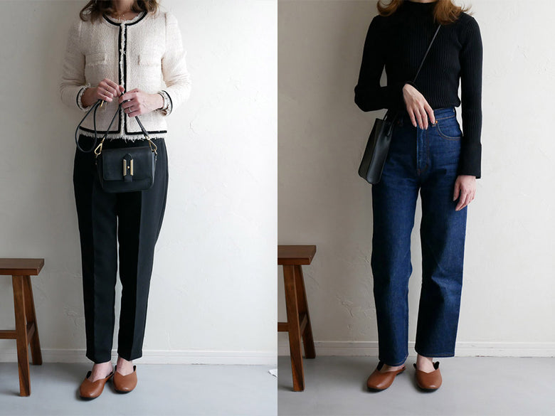 パラデックブランドのデニム製携帯スリッポン。ウエストベルト、複数のポケットと革ボタンが特徴のファッションバッグ。