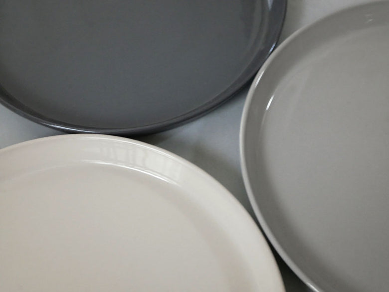 モヘイム製の灰色せっきプレートセット、直径260mm、210mm、150mm、ベトナム製手作り陶器